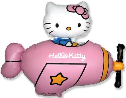 Ballon Hello Kitty flugzeug rosa 92 cm