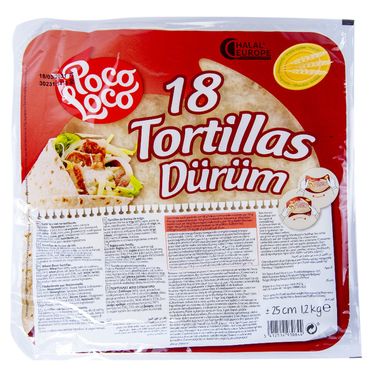 Tortillas Weizen Poco Loco Dürüm 25 cm 18 Stück