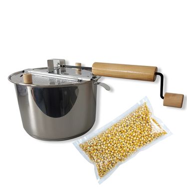 Popcorn Kessel Whirley Pop Stainless Steel + Mais